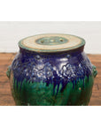 Antique Annamese Blue and Green Glazed Ceramic Garden Seat on Shaped Base-5. Asian & Chinese Furniture, Art, Antiques, Vintage Home Décor for sale at FEA Home