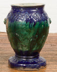 Antique Annamese Blue and Green Glazed Ceramic Garden Seat on Shaped Base-7. Asian & Chinese Furniture, Art, Antiques, Vintage Home Décor for sale at FEA Home