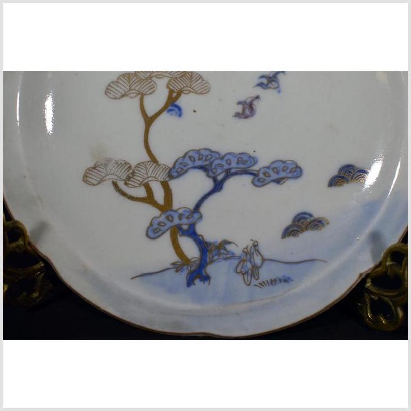 Antique Asian Hand Painted Porcelain Plate – Windswept Pines, Stylized Birds-3. Asian & Chinese Furniture, Art, Antiques, Vintage Home Décor for sale at FEA Home