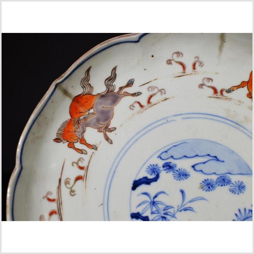 Antique Asian Hand Painted Porcelain Plate – Prancing Goats, Chrysanthemum Scene-3. Asian & Chinese Furniture, Art, Antiques, Vintage Home Décor for sale at FEA Home