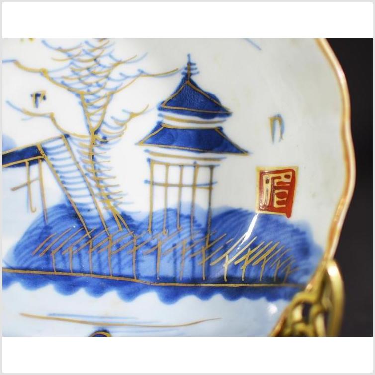 Antique Asian Hand Painted Porcelain Plate – Pagoda Island, Red Seal Mark-3. Asian & Chinese Furniture, Art, Antiques, Vintage Home Décor for sale at FEA Home