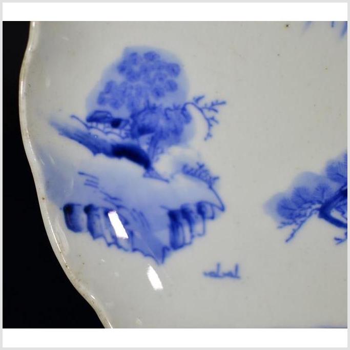 Antique Asian Hand Painted Porcelain Plate – Mountain Landscape, Willow Trees-4. Asian & Chinese Furniture, Art, Antiques, Vintage Home Décor for sale at FEA Home