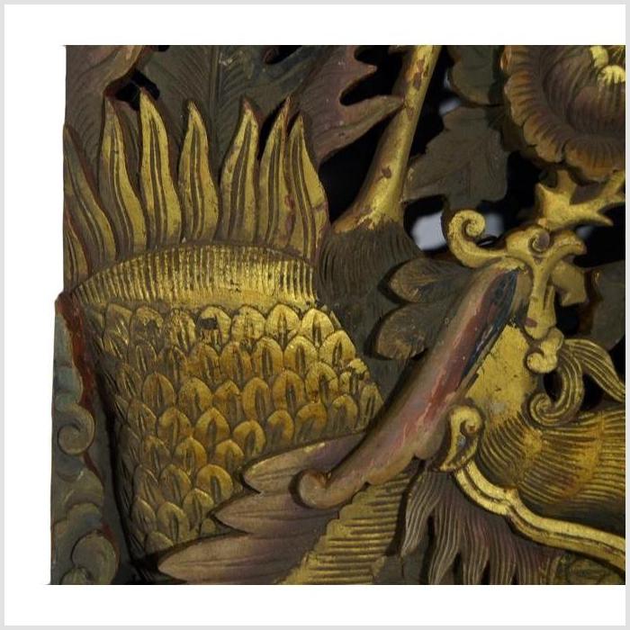 Antique Asian Ornate Temple Carving – Feathered Crest, Floral Vine-3. Asian & Chinese Furniture, Art, Antiques, Vintage Home Décor for sale at FEA Home