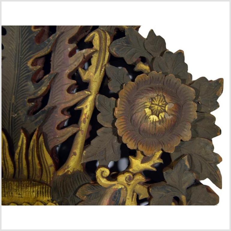 Antique Asian Ornate Temple Carving – Feathered Crest, Floral Vine-4. Asian & Chinese Furniture, Art, Antiques, Vintage Home Décor for sale at FEA Home