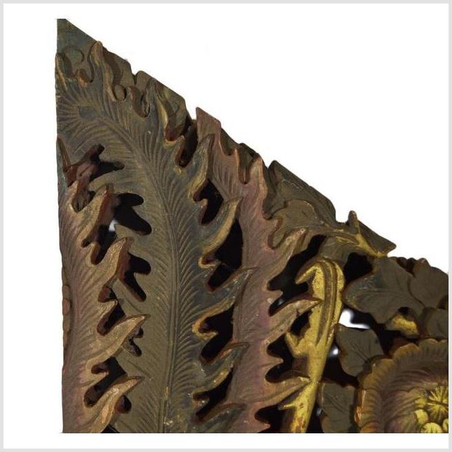 Antique Asian Ornate Temple Carving – Feathered Crest, Floral Vine-5. Asian & Chinese Furniture, Art, Antiques, Vintage Home Décor for sale at FEA Home