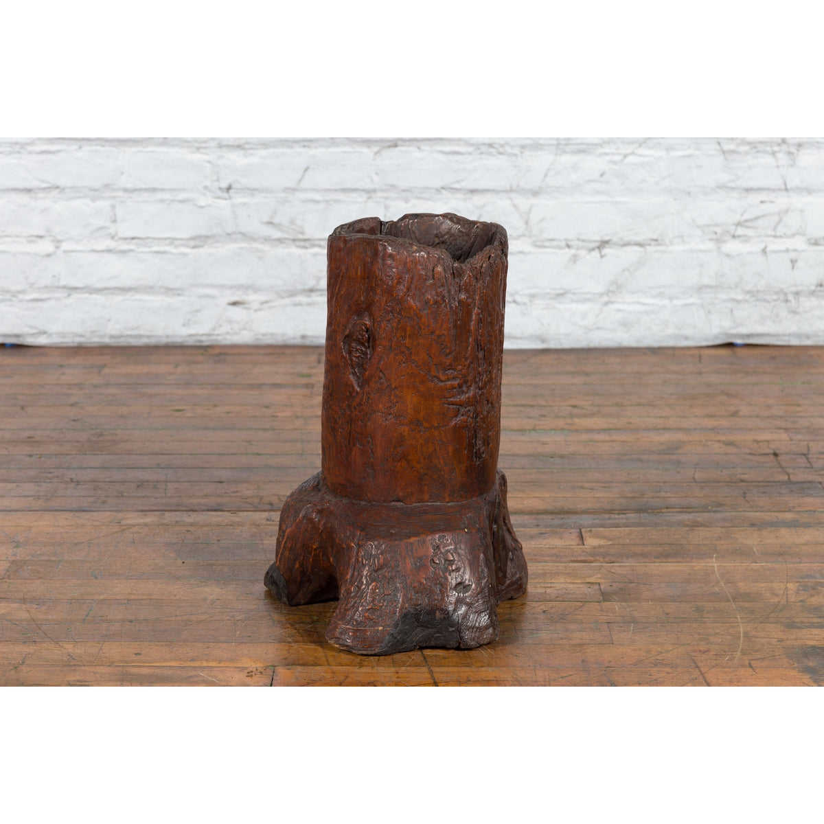 Antique Asian Teak Wood Folk Style Tree Trunk Planter Originally Used as Mortar-11. Asian & Chinese Furniture, Art, Antiques, Vintage Home Décor for sale at FEA Home