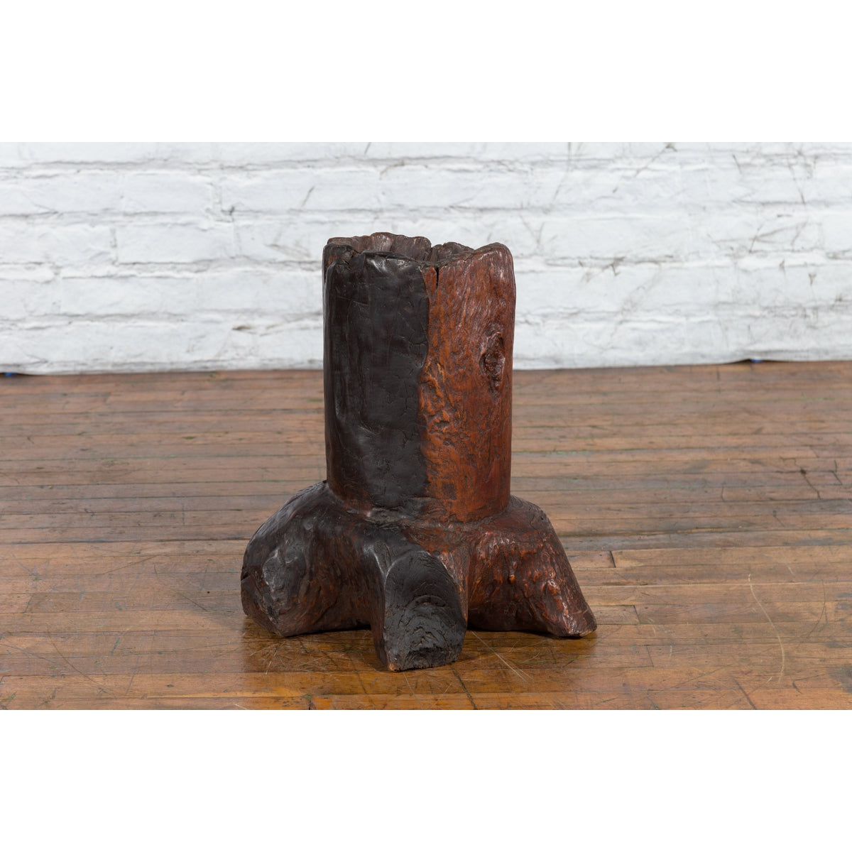 Antique Asian Teak Wood Folk Style Tree Trunk Planter Originally Used as Mortar-12. Asian & Chinese Furniture, Art, Antiques, Vintage Home Décor for sale at FEA Home