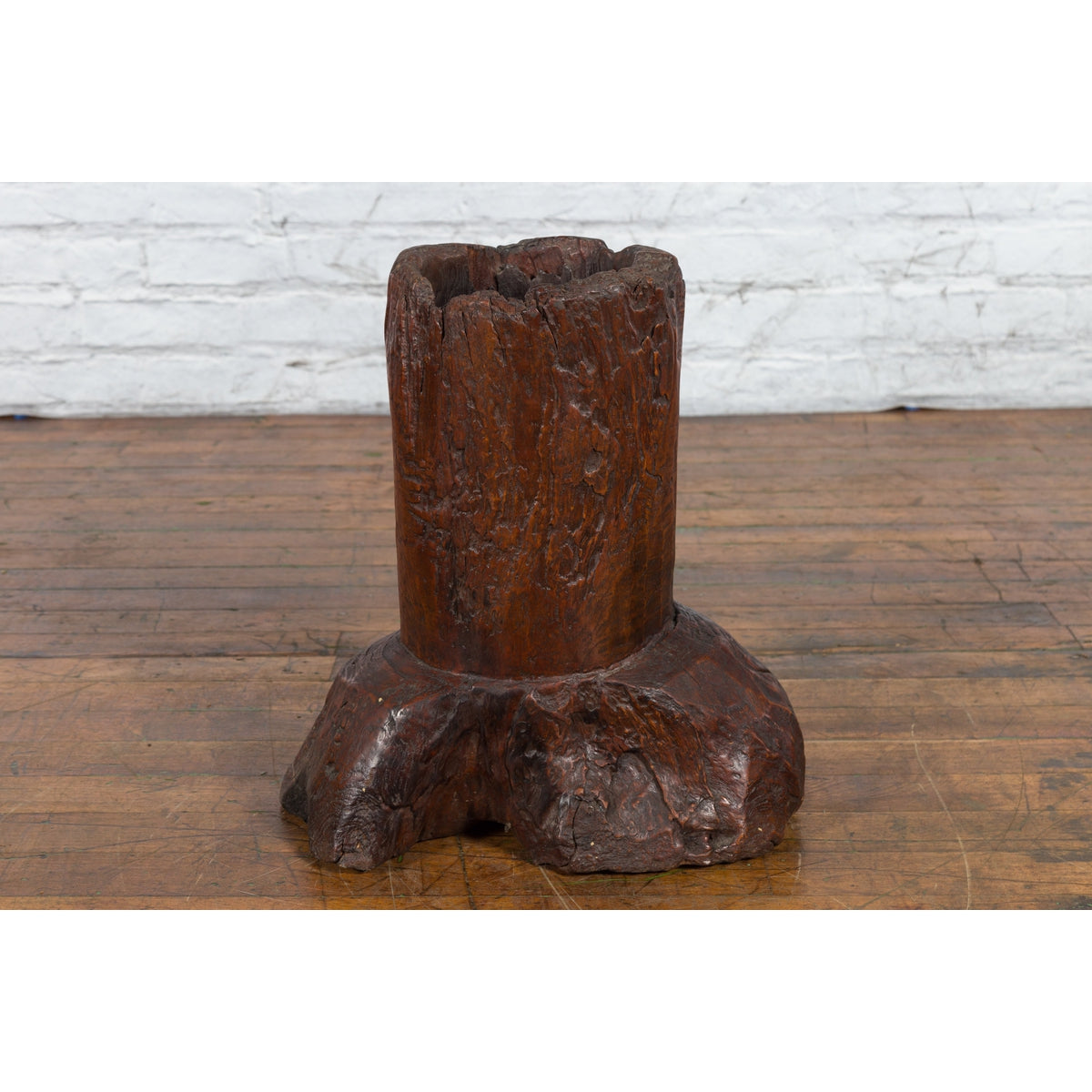 Antique Asian Teak Wood Folk Style Tree Trunk Planter Originally Used as Mortar-4. Asian & Chinese Furniture, Art, Antiques, Vintage Home Décor for sale at FEA Home