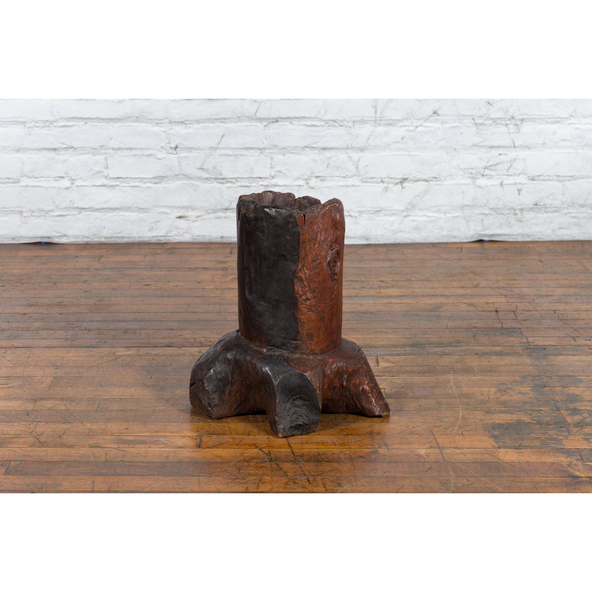 Antique Asian Teak Wood Folk Style Tree Trunk Planter Originally Used as Mortar-5. Asian & Chinese Furniture, Art, Antiques, Vintage Home Décor for sale at FEA Home