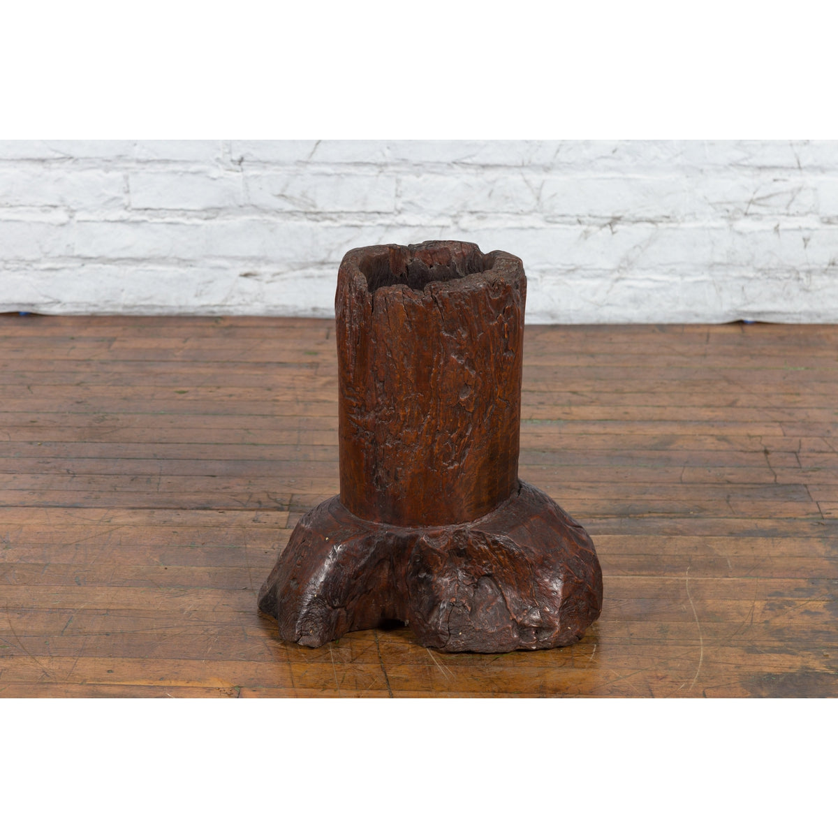Antique Asian Teak Wood Folk Style Tree Trunk Planter Originally Used as Mortar-6. Asian & Chinese Furniture, Art, Antiques, Vintage Home Décor for sale at FEA Home