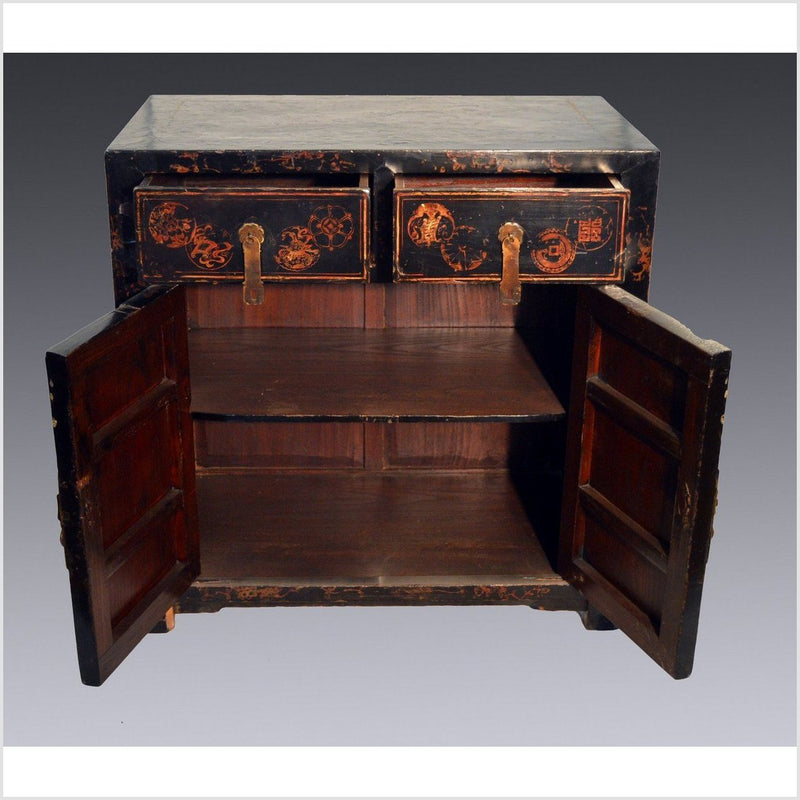 Antique Black Chinese Chinoiserie Cabinet-YN2584-5. Asian & Chinese Furniture, Art, Antiques, Vintage Home Décor for sale at FEA Home