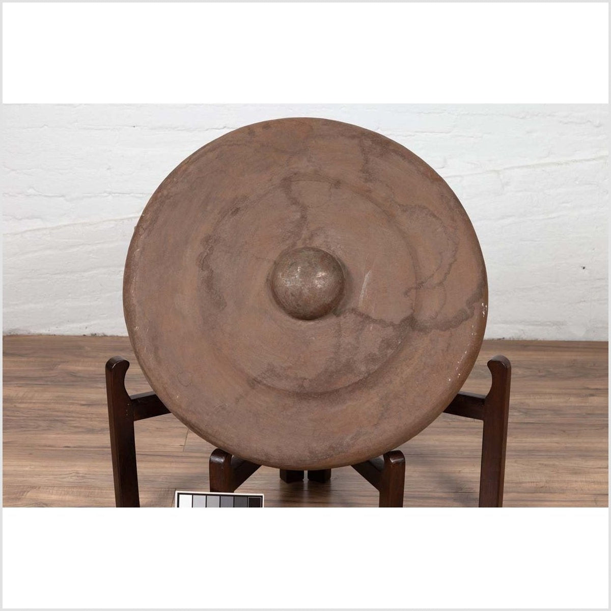 Antique Burmese Bronze Temple Gong with Red Mallet and Raised Center-3. Asian & Chinese Furniture, Art, Antiques, Vintage Home Décor for sale at FEA Home