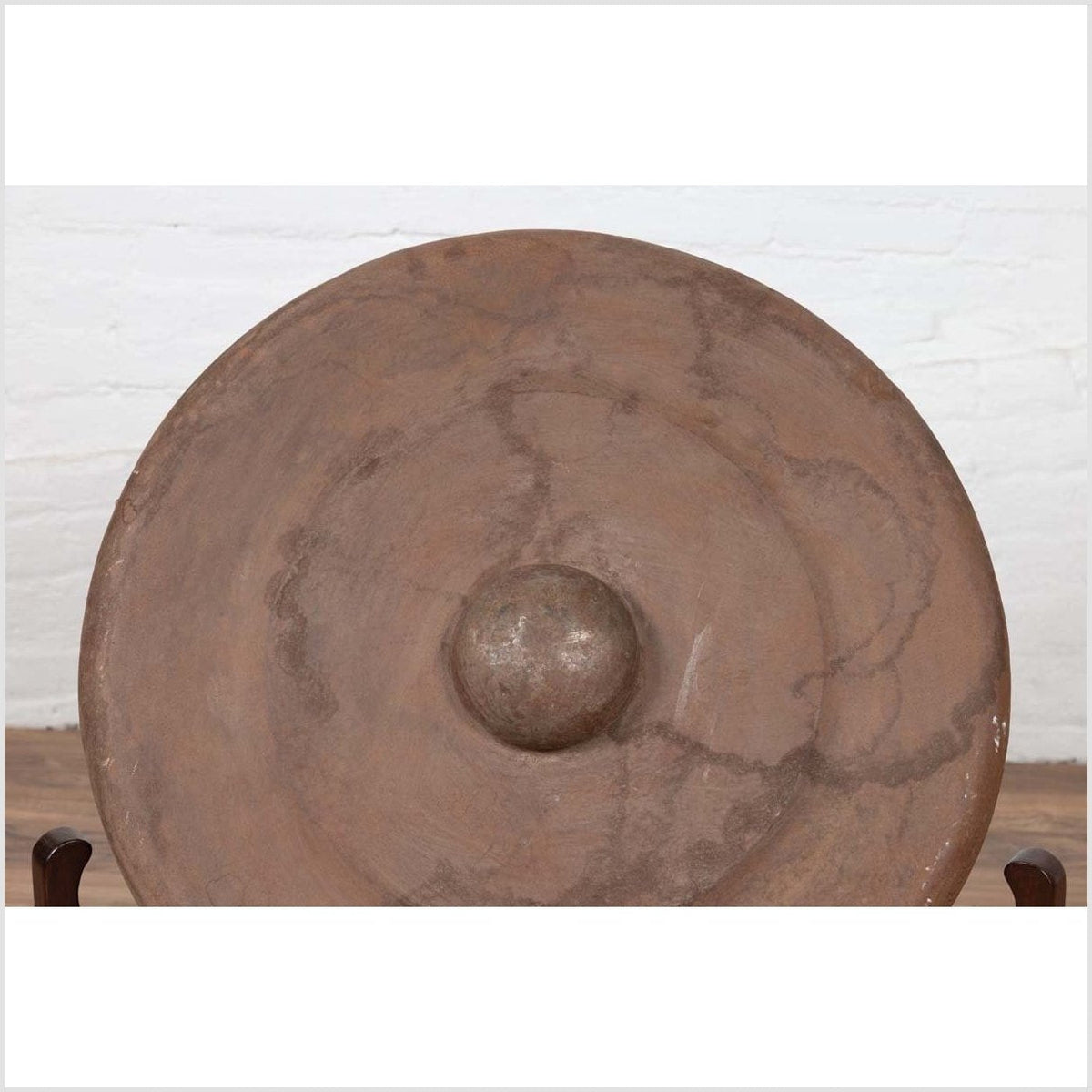 Antique Burmese Bronze Temple Gong with Red Mallet and Raised Center-4. Asian & Chinese Furniture, Art, Antiques, Vintage Home Décor for sale at FEA Home