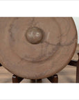 Antique Burmese Bronze Temple Gong with Red Mallet and Raised Center-6. Asian & Chinese Furniture, Art, Antiques, Vintage Home Décor for sale at FEA Home