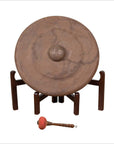 Antique Burmese Bronze Temple Gong with Red Mallet and Raised Center-1. Asian & Chinese Furniture, Art, Antiques, Vintage Home Décor for sale at FEA Home