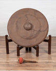 Antique Burmese Bronze Temple Gong with Red Mallet and Raised Center-2. Asian & Chinese Furniture, Art, Antiques, Vintage Home Décor for sale at FEA Home