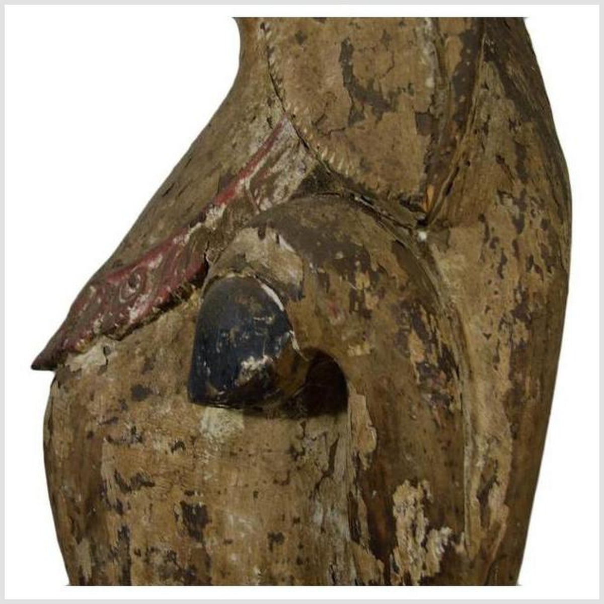 Antique Burmese Hand-Carved Wood Seated Goat Sculpture from the 19th Century-3. Asian & Chinese Furniture, Art, Antiques, Vintage Home Décor for sale at FEA Home