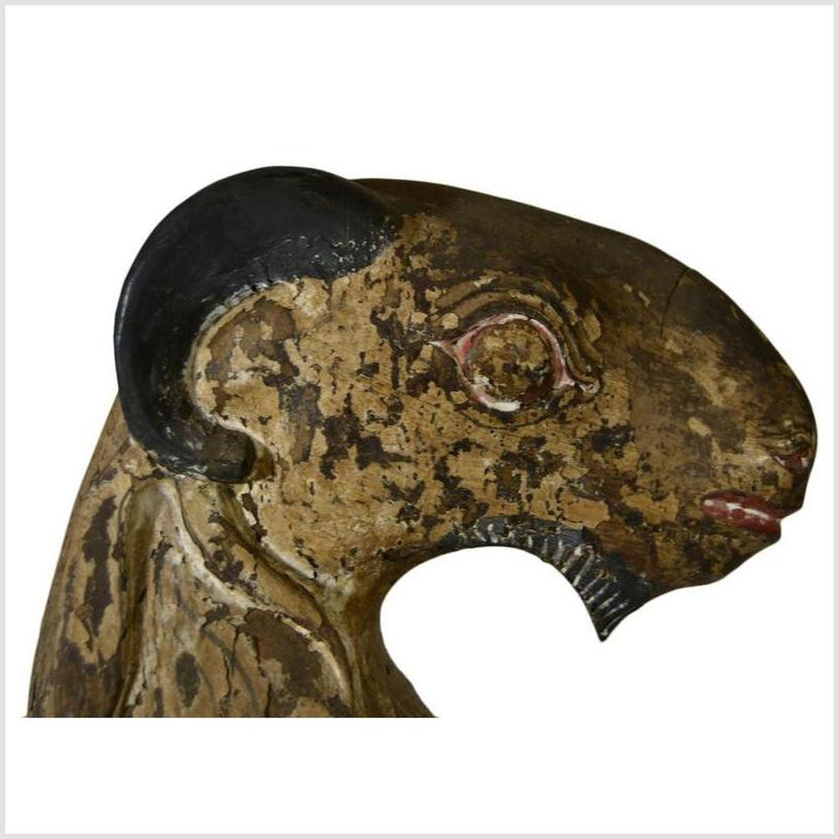 Antique Burmese Hand-Carved Wood Seated Goat Sculpture from the 19th Century-7. Asian & Chinese Furniture, Art, Antiques, Vintage Home Décor for sale at FEA Home
