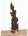 Antique Carved Wooden Sculpture of a Thai Praying with Dark Brown Patina-3. Asian & Chinese Furniture, Art, Antiques, Vintage Home Décor for sale at FEA Home