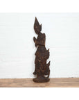 Antique Carved Wooden Sculpture of a Thai Praying with Dark Brown Patina-4. Asian & Chinese Furniture, Art, Antiques, Vintage Home Décor for sale at FEA Home