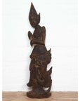 Antique Carved Wooden Sculpture of a Thai Praying with Dark Brown Patina-5. Asian & Chinese Furniture, Art, Antiques, Vintage Home Décor for sale at FEA Home