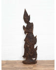 Antique Carved Wooden Sculpture of a Thai Praying with Dark Brown Patina-2. Asian & Chinese Furniture, Art, Antiques, Vintage Home Décor for sale at FEA Home