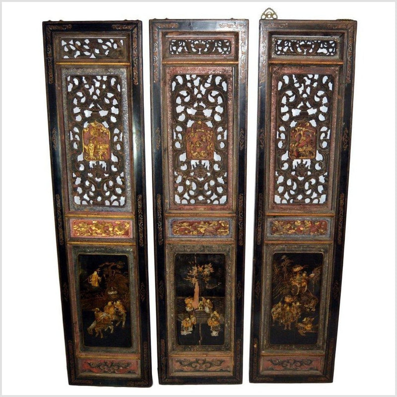 Antique Chinese 3 Panel Screen with hand painting-YN2907-1. Asian & Chinese Furniture, Art, Antiques, Vintage Home Décor for sale at FEA Home