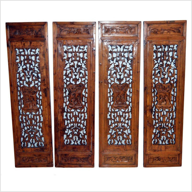 Antique Chinese 4 panel screen-YN2905-1. Asian & Chinese Furniture, Art, Antiques, Vintage Home Décor for sale at FEA Home