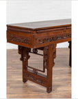 Antique Chinese Altar Console Table with Overhang Top and Open Fretwork Scrolls-15. Asian & Chinese Furniture, Art, Antiques, Vintage Home Décor for sale at FEA Home