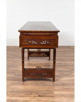 Antique Chinese Altar Console Table with Overhang Top and Open Fretwork Scrolls-18. Asian & Chinese Furniture, Art, Antiques, Vintage Home Décor for sale at FEA Home