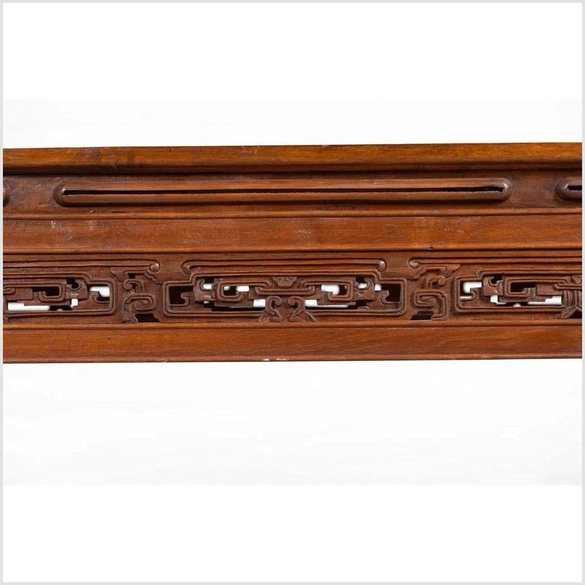 Antique Chinese Altar Console Table with Overhang Top and Open Fretwork Scrolls-7. Asian & Chinese Furniture, Art, Antiques, Vintage Home Décor for sale at FEA Home