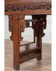 Antique Chinese Altar Console Table with Overhang Top and Open Fretwork Scrolls-9. Asian & Chinese Furniture, Art, Antiques, Vintage Home Décor for sale at FEA Home