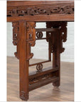 Antique Chinese Altar Console Table with Overhang Top and Open Fretwork Scrolls-9. Asian & Chinese Furniture, Art, Antiques, Vintage Home Décor for sale at FEA Home