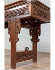 Antique Chinese Altar Console Table with Overhang Top and Open Fretwork Scrolls-10. Asian & Chinese Furniture, Art, Antiques, Vintage Home Décor for sale at FEA Home