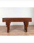 Antique Chinese Altar Console Table with Overhang Top and Open Fretwork Scrolls-2. Asian & Chinese Furniture, Art, Antiques, Vintage Home Décor for sale at FEA Home