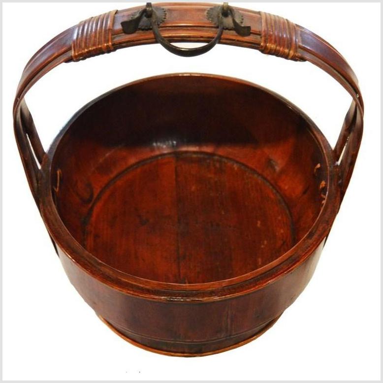Antique Chinese Basket – Domed Lid, Twisted Wicker Handle-5. Asian & Chinese Furniture, Art, Antiques, Vintage Home Décor for sale at FEA Home