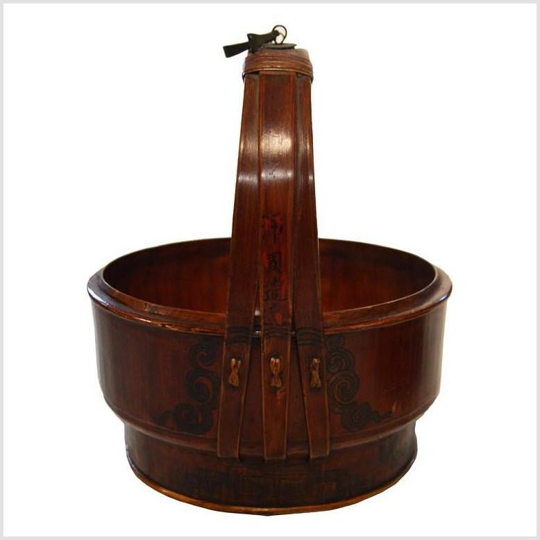 Antique Chinese Basket – Domed Lid, Twisted Wicker Handle-7. Asian & Chinese Furniture, Art, Antiques, Vintage Home Décor for sale at FEA Home
