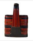 Antique Chinese Basket – Twin-Compartment, Red Lacquered Bands-2. Asian & Chinese Furniture, Art, Antiques, Vintage Home Décor for sale at FEA Home