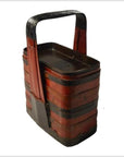 Antique Chinese Basket – Twin-Compartment, Red Lacquered Bands-4. Asian & Chinese Furniture, Art, Antiques, Vintage Home Décor for sale at FEA Home