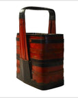 Antique Chinese Basket – Twin-Compartment, Red Lacquered Bands-5. Asian & Chinese Furniture, Art, Antiques, Vintage Home Décor for sale at FEA Home