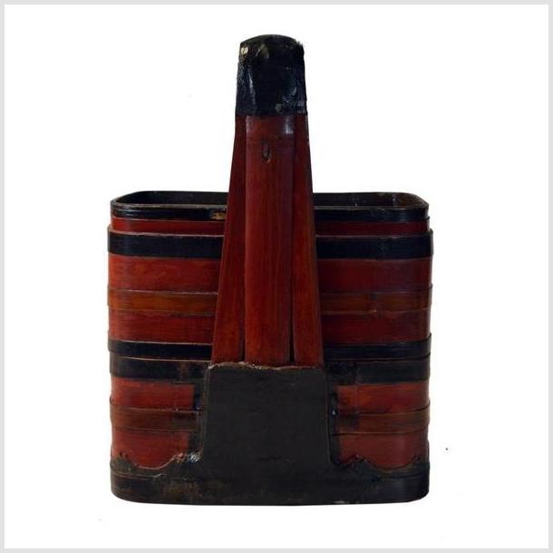 Antique Chinese Basket – Twin-Compartment, Red Lacquered Bands-6. Asian & Chinese Furniture, Art, Antiques, Vintage Home Décor for sale at FEA Home