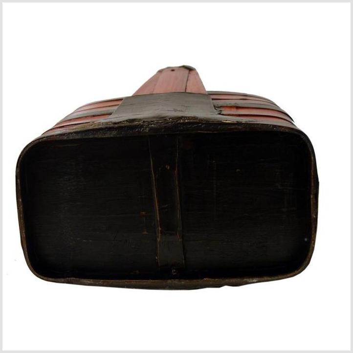 Antique Chinese Basket – Twin-Compartment, Red Lacquered Bands-9. Asian & Chinese Furniture, Art, Antiques, Vintage Home Décor for sale at FEA Home