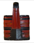 Antique Chinese Basket – Twin-Compartment, Red Lacquered Bands-1. Asian & Chinese Furniture, Art, Antiques, Vintage Home Décor for sale at FEA Home