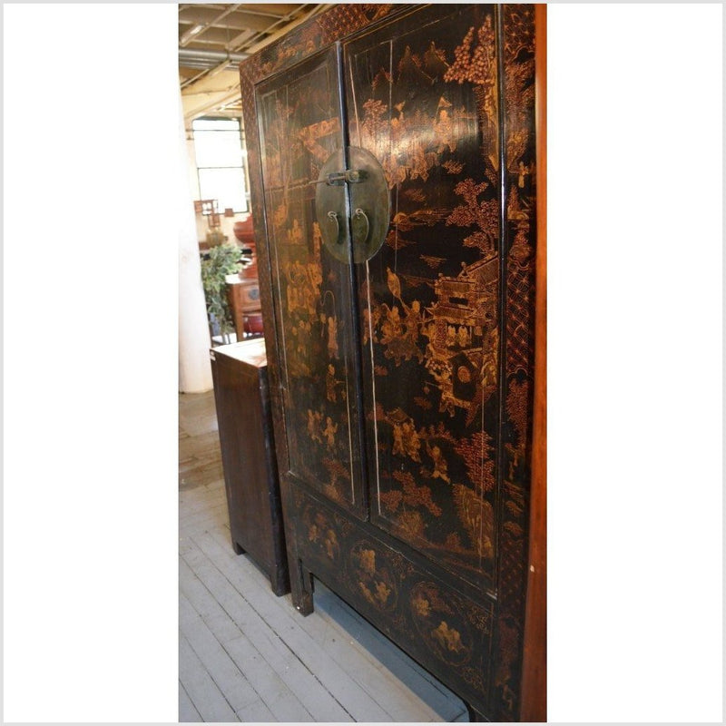 Antique Chinese Black Lacquer Chinoiserie Cabinet-YN2009-2. Asian & Chinese Furniture, Art, Antiques, Vintage Home Décor for sale at FEA Home
