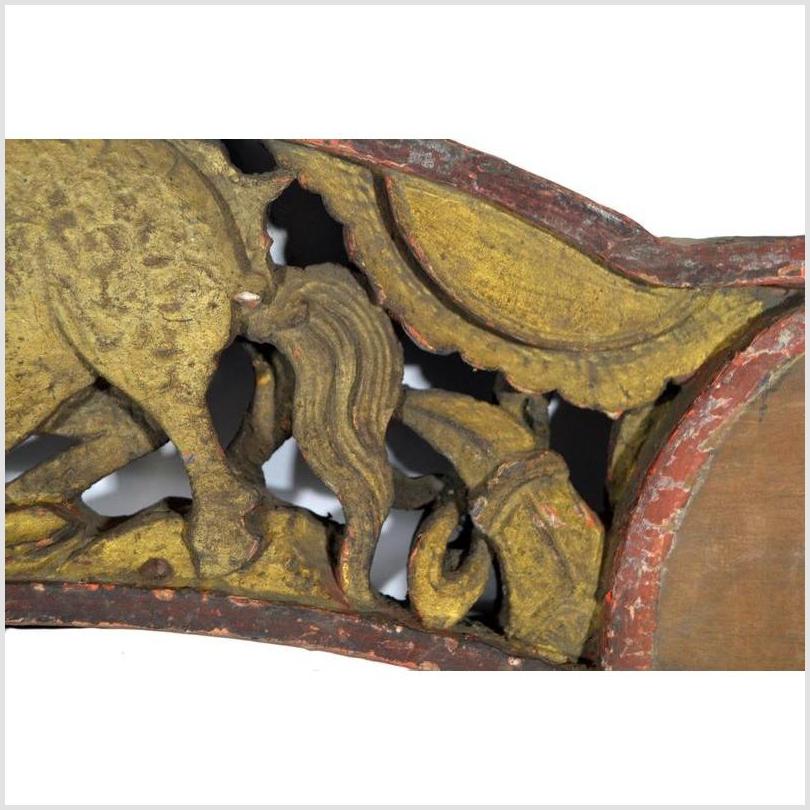 Antique Chinese Carving – Arched Panel, Gilded Qilin Relief-3. Asian & Chinese Furniture, Art, Antiques, Vintage Home Décor for sale at FEA Home