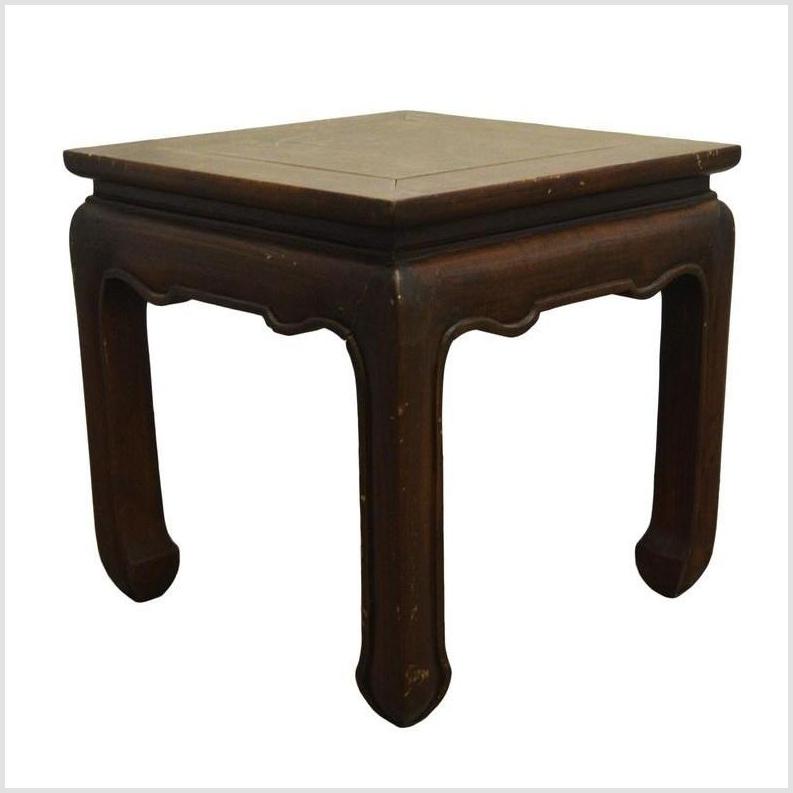 Antique Chinese Side Table – Curved Apron, Warm Patina-5. Asian & Chinese Furniture, Art, Antiques, Vintage Home Décor for sale at FEA Home