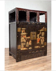 Antique Chinese Display Cabinet with Hand Painted Chinoiserie and Open Shelf-15. Asian & Chinese Furniture, Art, Antiques, Vintage Home Décor for sale at FEA Home