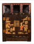 Antique Chinese Display Cabinet with Hand Painted Chinoiserie and Open Shelf-1. Asian & Chinese Furniture, Art, Antiques, Vintage Home Décor for sale at FEA Home