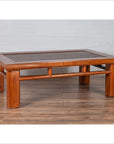 Antique Chinese Elm Coffee Table with Square Legs and Rattan Inset Top-13. Asian & Chinese Furniture, Art, Antiques, Vintage Home Décor for sale at FEA Home