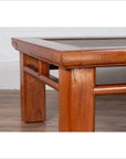 Antique Chinese Elm Coffee Table with Square Legs and Rattan Inset Top-14. Asian & Chinese Furniture, Art, Antiques, Vintage Home Décor for sale at FEA Home